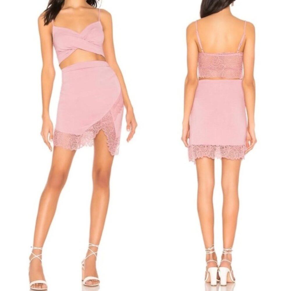 New Free People  Va Va Voom Lace Skirt and Top Set in Bliss Blush Size Small